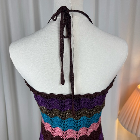 Vintage Y2K Le Chateau Crochet Metallic Halter Top Small - Picture 7 of 9